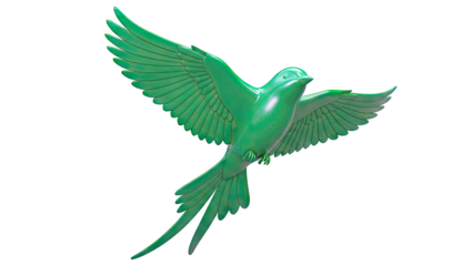 Green Bird in Flight, 3D Render