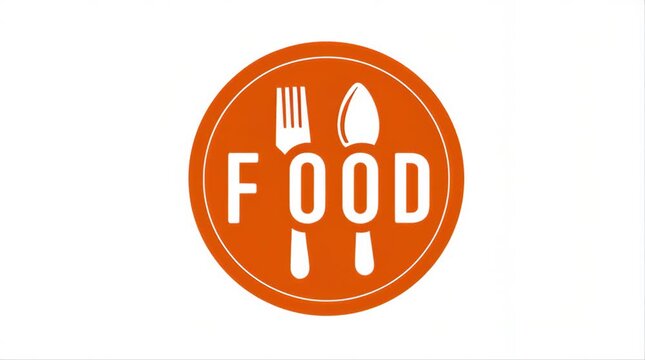 Food fork and spoon orange icon