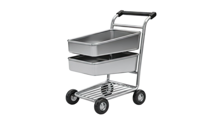 Two-Tiered Stainless Steel Trolley with Wheels