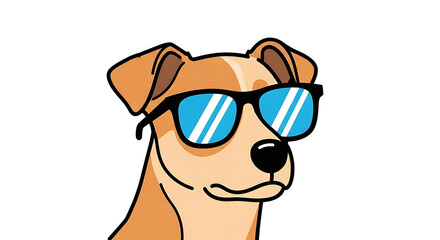Cartoon Dog Wearing Sunglasses Closeup.