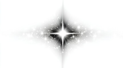 Bright glowing star light lens flare twinkle sparkling effect white background stock illustration