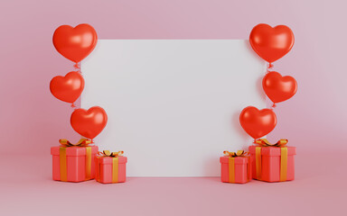 Blank banner for valentines day celebration background