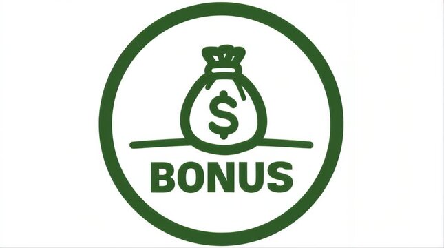 Bonus green money bag icon