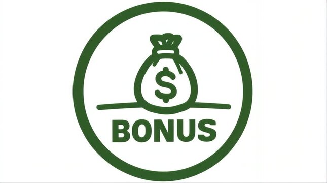 Bonus green money bag icon