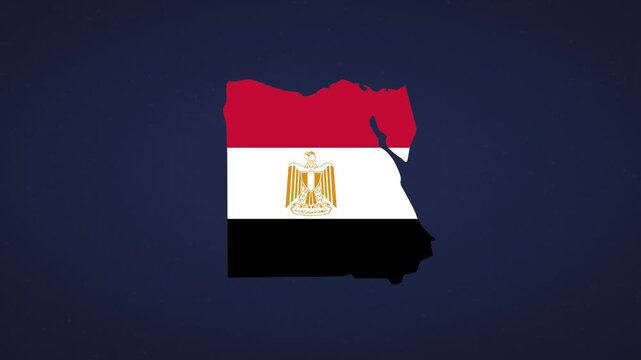 Animated Egypt map displaying flag design against blue background