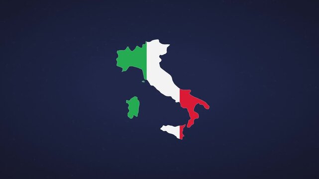 Animated Italy map highlighting vibrant tricolor colors