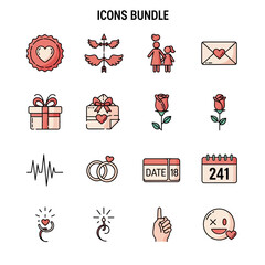 Collection of Wedding and Love Icons Set.