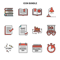Education Icon Set with Various Symbols.