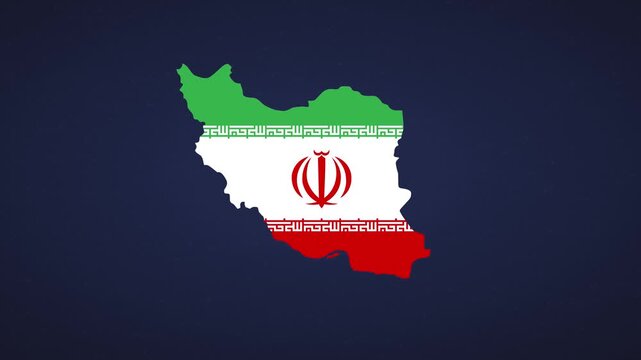 Map with Iranian flag, Animated map featuring Iran flag in background