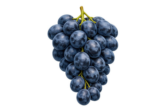 Fresh blue concord grapes bunch on transparent background representing healthy organic fruit and natural snack