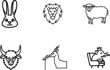 black and white line drawings of various animals © Saidurra12