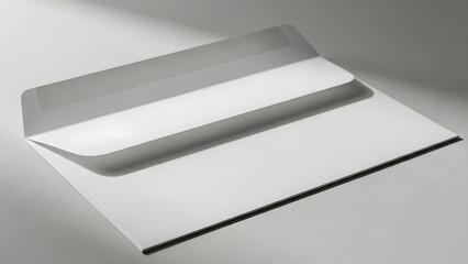 Blank White Open Envelope Mockup on a Grey Background, Ideal for Stationery Branding, Invitation Inserts, and Marketing Designs