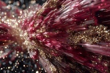 Vibrant magenta and gold neon bursts radiating bold energetic glamour across dark abstract space