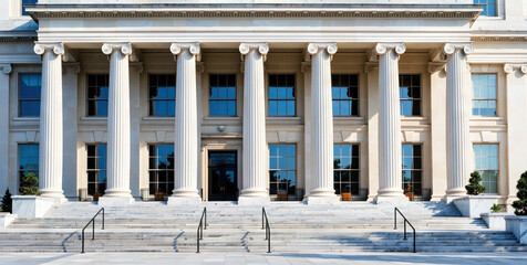 Grand Neoclassical Building with Tall Columns and Steps