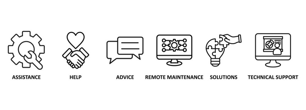 IT Expert banner web icon vector illustration concept with icon of assistance, help, advice, remote maintenance, solutions and technical support - Powered by Adobe