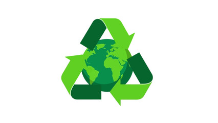 Obraz premium Recycling symbol with the Earth at its center, surrounded by green arrows, representing sustainability and eco-friendliness