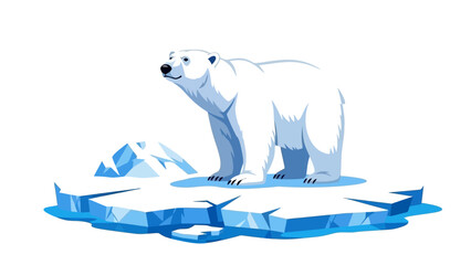 A majestic polar bear standing on an iceberg in the Arctic landscape viewed from the side © Nasima