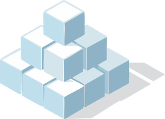 Clean minimal illustration of stacked sugar cubes in soft pastel tones