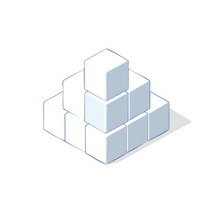 minimal sugar cube illustration featuring geometric blocks soft shadows and a calm pastel palette