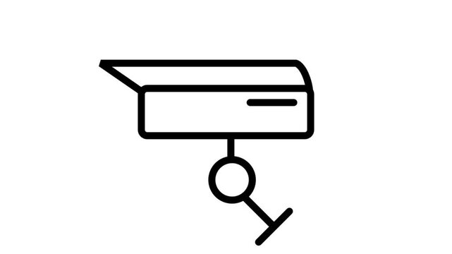 CCTV Surveillance line animation. Outline icon of a CCTV surveillance camera for security monitoring, property safety, and digital video observation.