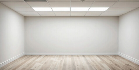 Minimalist Empty Room with Light Wood Flooring and White Walls