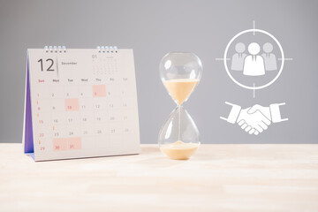 Time hourglass glass sand countdown calendar deadline work schedule illustrate urgency for job search career planning recruitment targets and new business opportunities