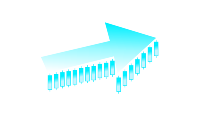 blue arrow made of candle stick graph