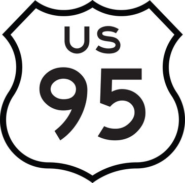 US Route 95 Highway Shield Cutout Sign Road Numbered System Design Vector
