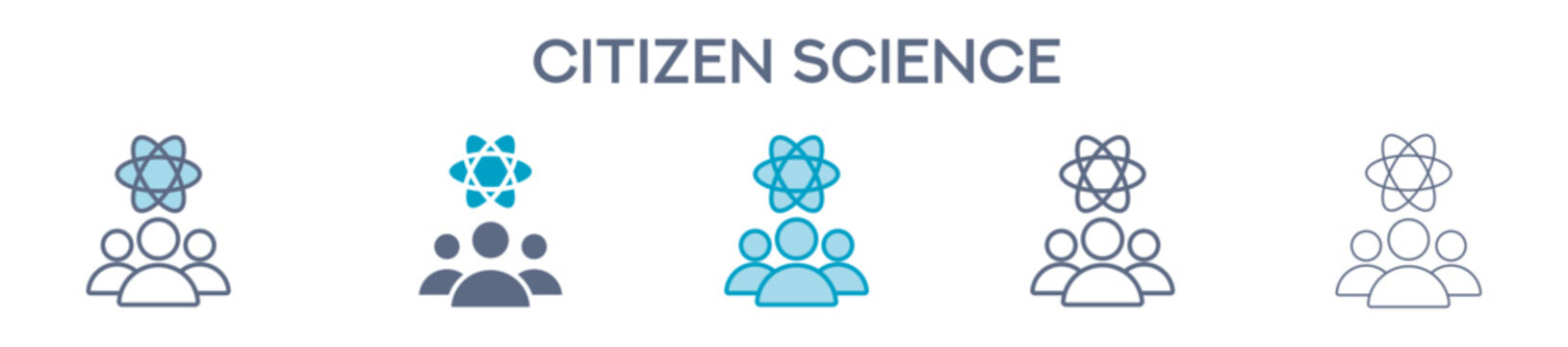 Citizen Science Element For Design Graphic - Multi Styles. Vector Illustration Of Two Colored And Black. Multiple Icons Designs Can Be Used For Mobile, Ui, Web 