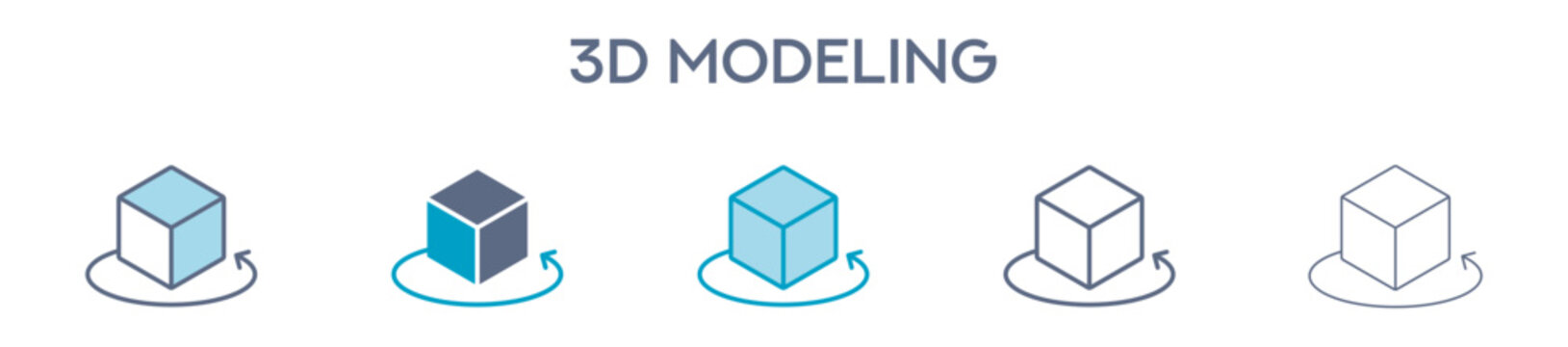 3D Modeling Element For Design Graphic - Multi Styles. Vector Illustration Of Two Colored And Black. Multiple Icons Designs Can Be Used For Mobile, Ui, Web 