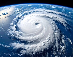 Orbital view capturing a large hurricane over the ocean