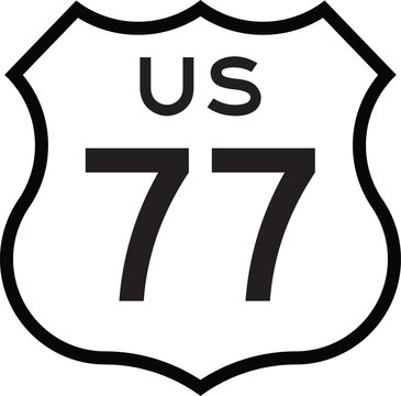 US Route 77 Highway Shield Cutout Sign Road Numbered System Design Vector
