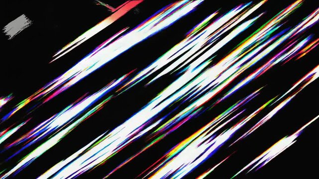 Dynamic glitch transition with diagonal tearing lines creating intense digital distortion effects fast paced motion