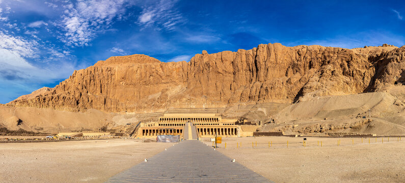 Panorama of Temple of Queen Hatshepsut, Valley of the Kings, Egypt
