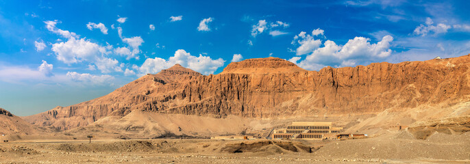 Panorama of Temple of Queen Hatshepsut, Valley of the Kings, Egypt