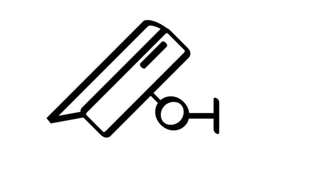 CCTV Camera line animation. Professional surveillance CCTV camera icon for home security, property monitoring, and digital video crime prevention systems.