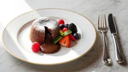 Delicious dessert with fresh fruit plate.