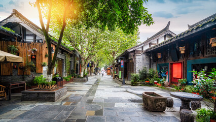 Fototapeta premium Scenic Ancient Street with Traditional Architecture