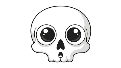 Fototapeta premium Cartoon Skull with Big Eyes Illustration.