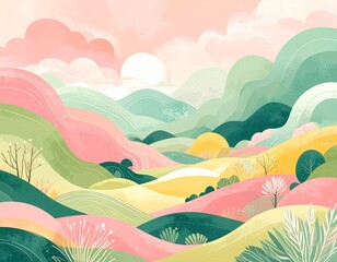 Obraz premium Soft pastel illustration background with small flowers