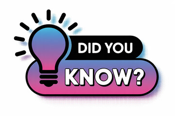 Light bulb with radiating rays and text DIDYOUKNOW on a gradient background idea