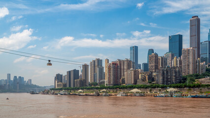 Fototapeta premium Chongqing Urban Skyline with Yangtze River Cableway