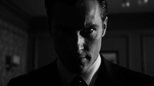 Dramatic Low-Key Portrait of Serious Man in Suit