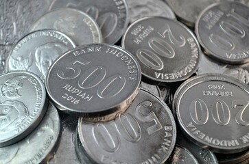 Indonesian rupiah coins in various denominations