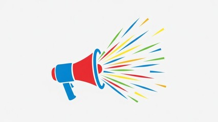 Vibrant megaphone with colorful sound waves for announcements and promotions