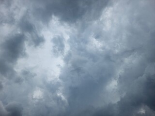 Dramatic gray storm clouds forming turbulent sky.