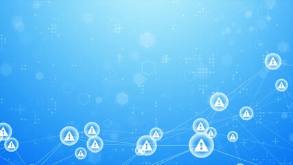 Abstract Technology Network with Warning Sign | Warning Icon Artificial Intelligence and Data Analysis Loop | UHD - Powered by Adobe