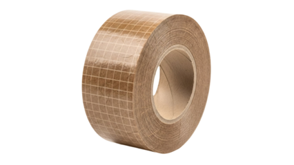 A roll of packing tape with a grid pattern, ready for use. It is a common item for packaging and sealing boxes, and creating neat and professional presentations transparent background