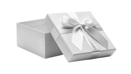 A gift box with ribbon and bow, ready for a special occasion. The open box reveals anticipation and the promise of a delightful surprise transparent background