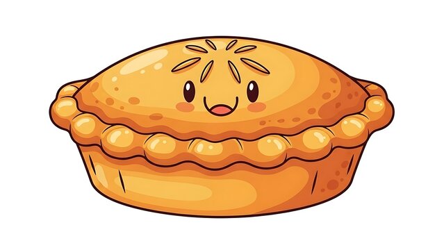 Cartoon Pie with Smiling Face Illustration.